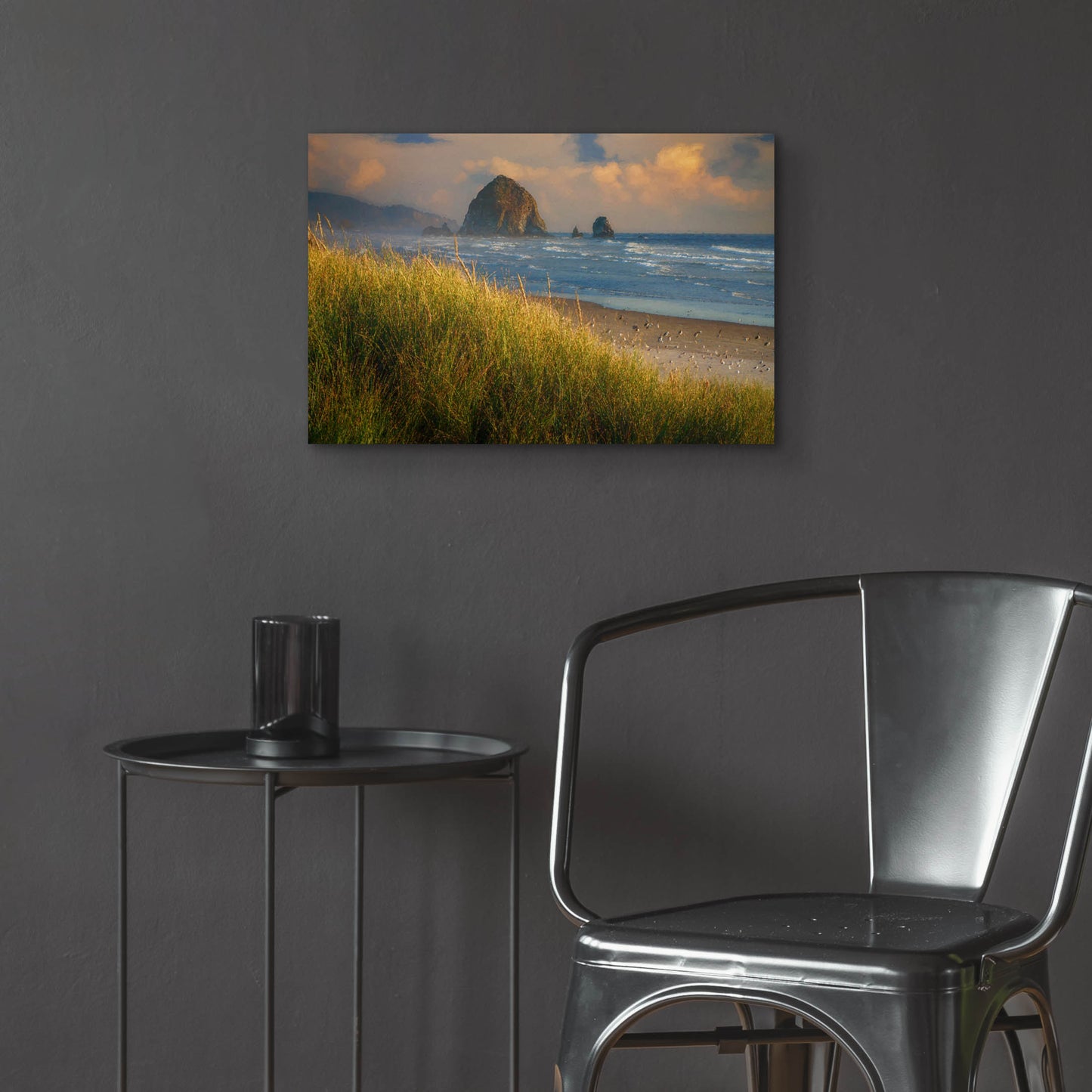 Epic Art 'Summer Evening at Haystack Rock Oil Painting' by Rick Berk, Acrylic Glass Wall Art,24x16