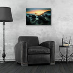 Epic Art 'Misty Sunset on Indian Beach Oil Painting' by Rick Berk, Acrylic Glass Wall Art,24x16