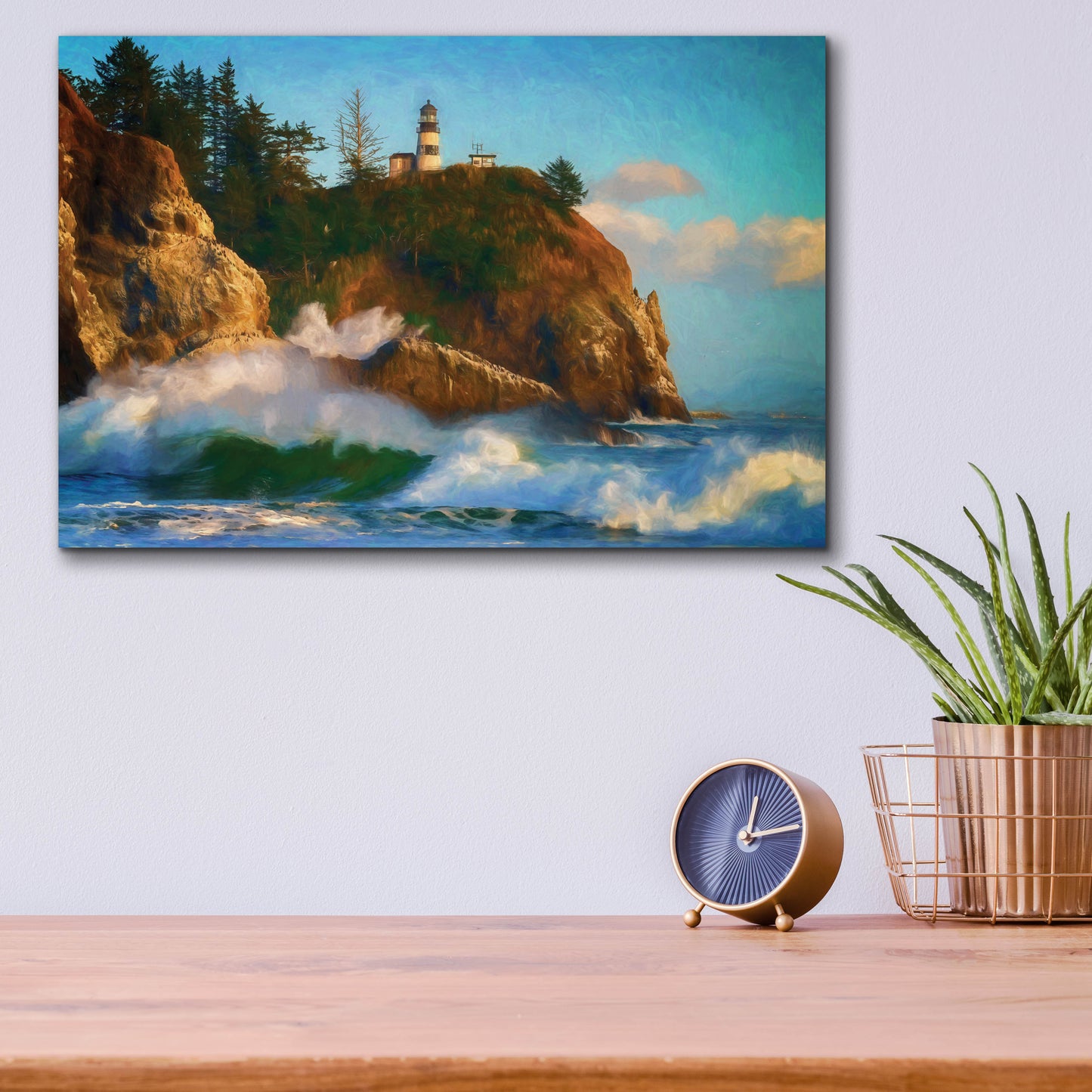 Epic Art 'Cape Disappointment Oil Painting' by Rick Berk, Acrylic Glass Wall Art,16x12