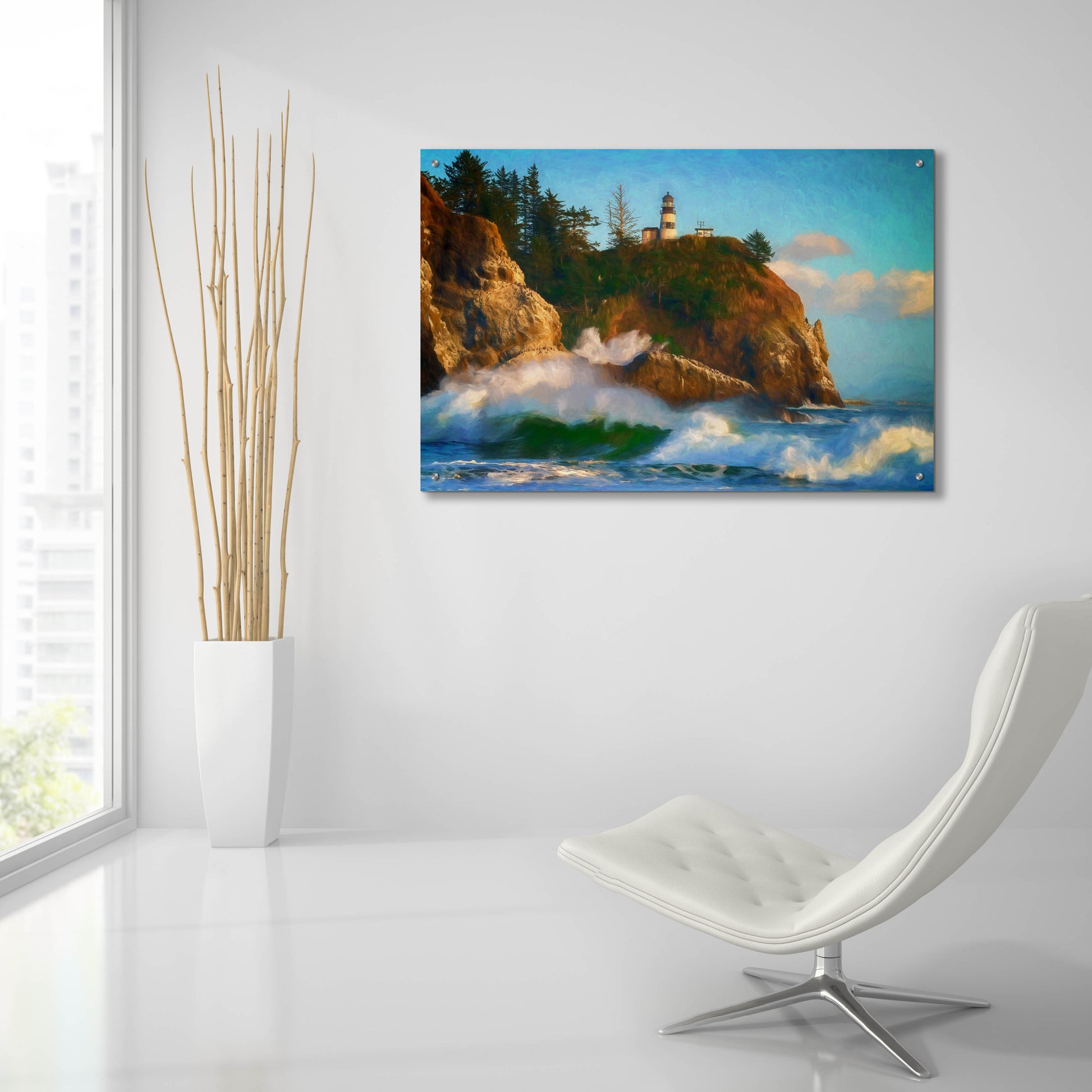 Epic Art 'Cape Disappointment Oil Painting' by Rick Berk, Acrylic Glass Wall Art,36x24