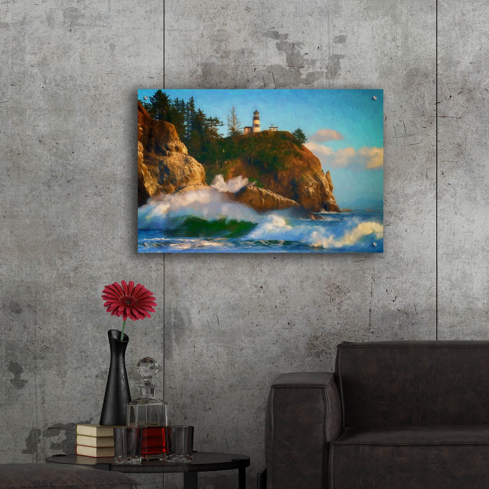 Epic Art 'Cape Disappointment Oil Painting' by Rick Berk, Acrylic Glass Wall Art,36x24