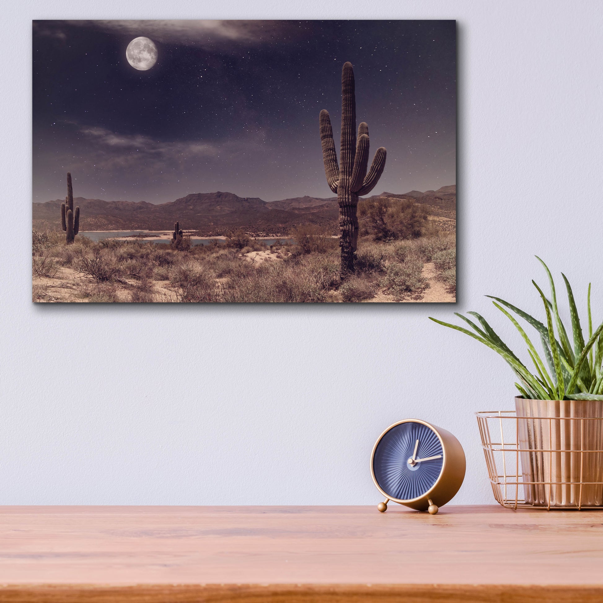Epic Art 'Desert Moon' by Rick Berk, Acrylic Glass Wall Art,16x12