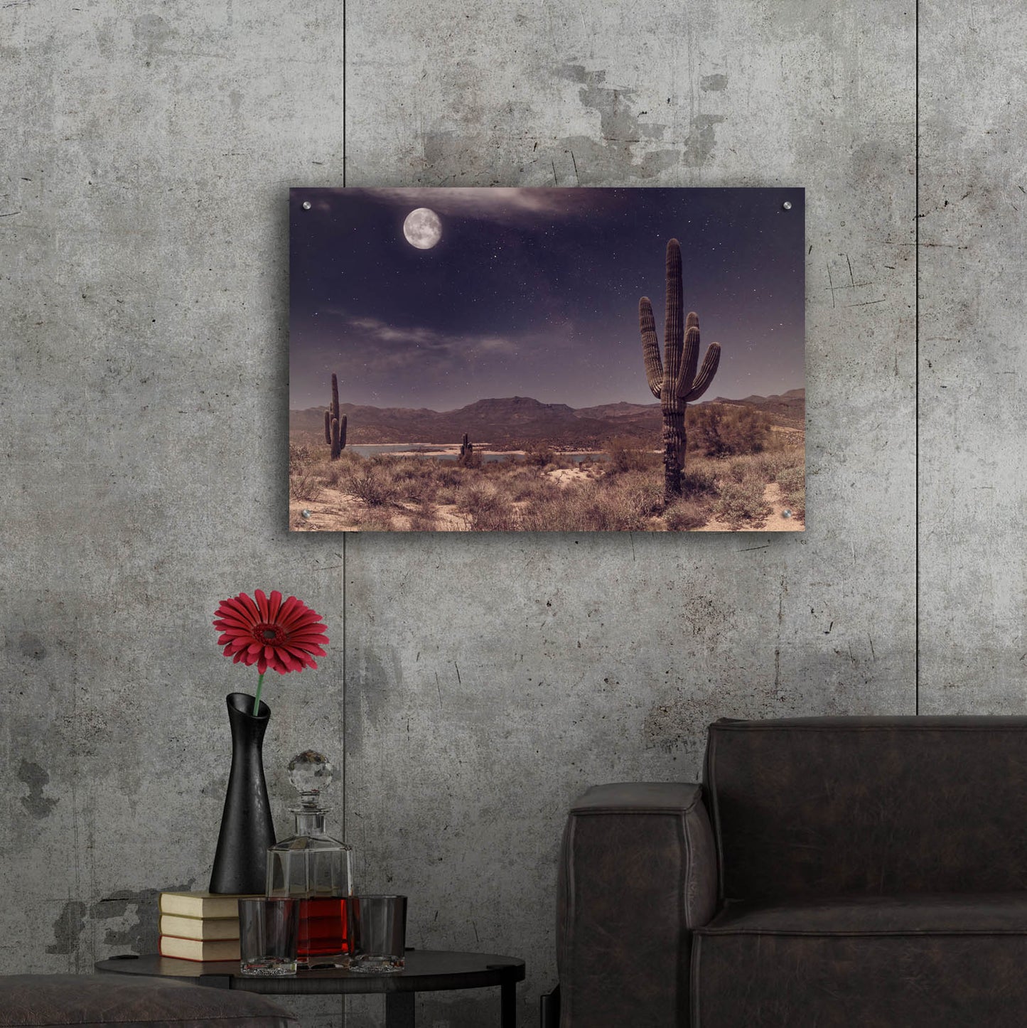 Epic Art 'Desert Moon' by Rick Berk, Acrylic Glass Wall Art,36x24