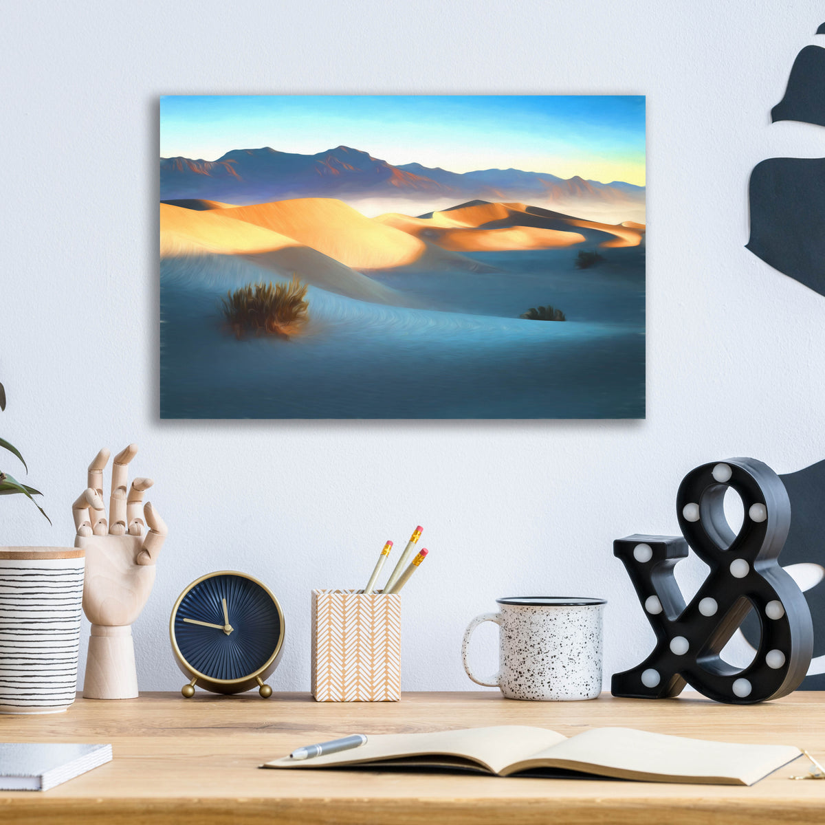 Epic Art 'Mesquite Dunes Oil Painting' by Rick Berk, Acrylic Glass Wall Art,16x12