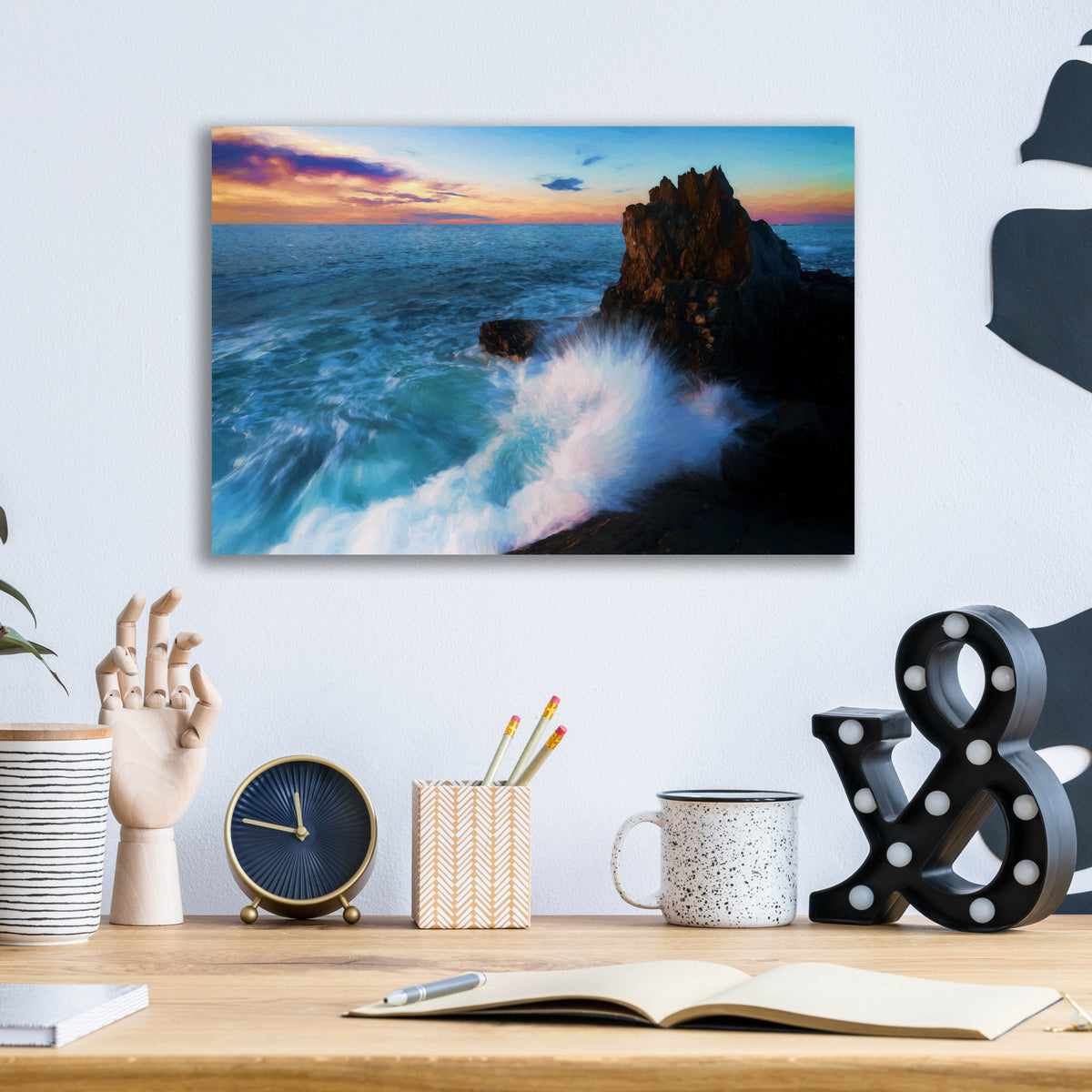 Epic Art 'Against The Tide Oil Painting' by Rick Berk, Acrylic Glass Wall Art,16x12