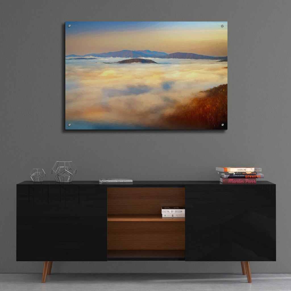 Epic Art 'Misty Mountain Hop Oil Painting' by Rick Berk, Acrylic Glass Wall Art,36x24