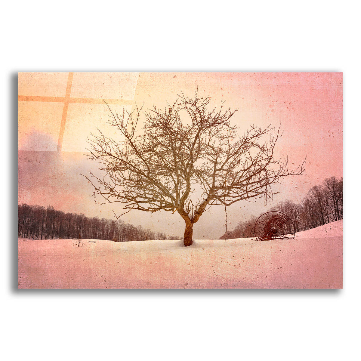 Epic Art 'Winter Evening at Cloudland Farmred' by Rick Berk, Acrylic Glass Wall Art