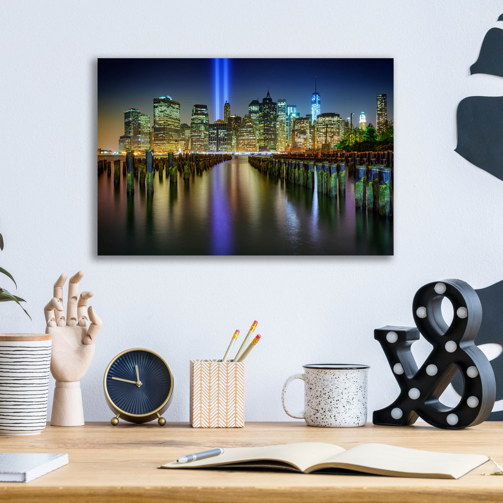 Epic Art 'NYC Tribute Lights' by Rick Berk, Acrylic Glass Wall Art,16x12
