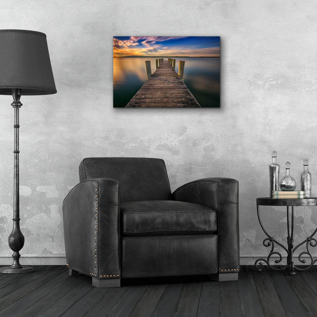 Epic Art 'Sunrise on the Dock by the Peconic River' by Rick Berk, Acrylic Glass Wall Art,24x16