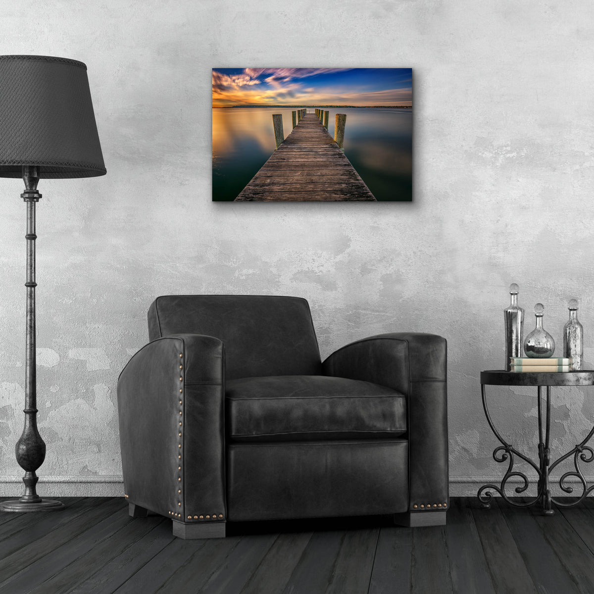 Epic Art 'Sunrise on the Dock by the Peconic River' by Rick Berk, Acrylic Glass Wall Art,24x16