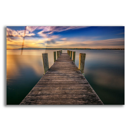 Epic Art 'Sunrise on the Dock by the Peconic River' by Rick Berk, Acrylic Glass Wall Art