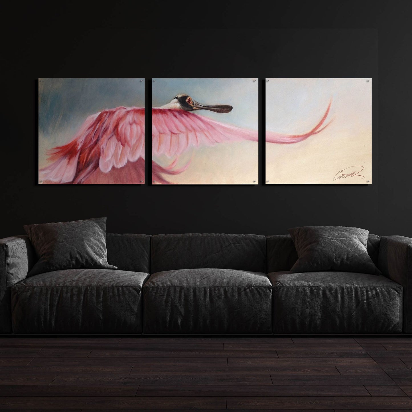 Epic Art 'Wingspread Spoonbill' by Robert Campbell, Acrylic Glass Wall Art, 3 Piece Set,108x36