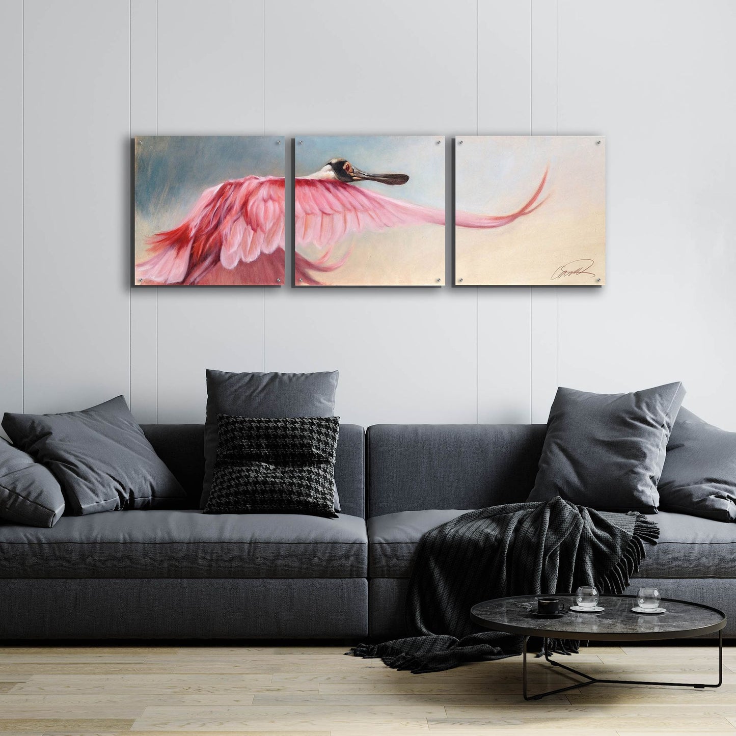 Epic Art 'Wingspread Spoonbill' by Robert Campbell, Acrylic Glass Wall Art, 3 Piece Set,72x24