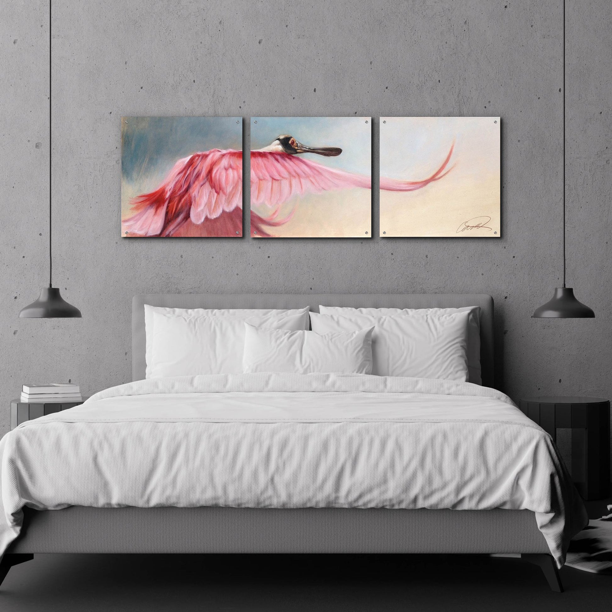 Epic Art 'Wingspread Spoonbill' by Robert Campbell, Acrylic Glass Wall Art, 3 Piece Set,72x24