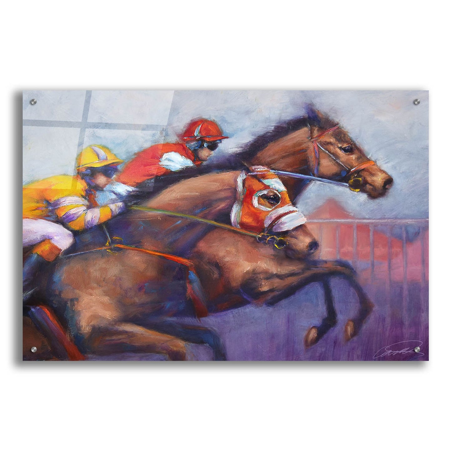 Epic Art 'Horse Steeplechase Race' by Robert Campbell, Acrylic Glass Wall Art