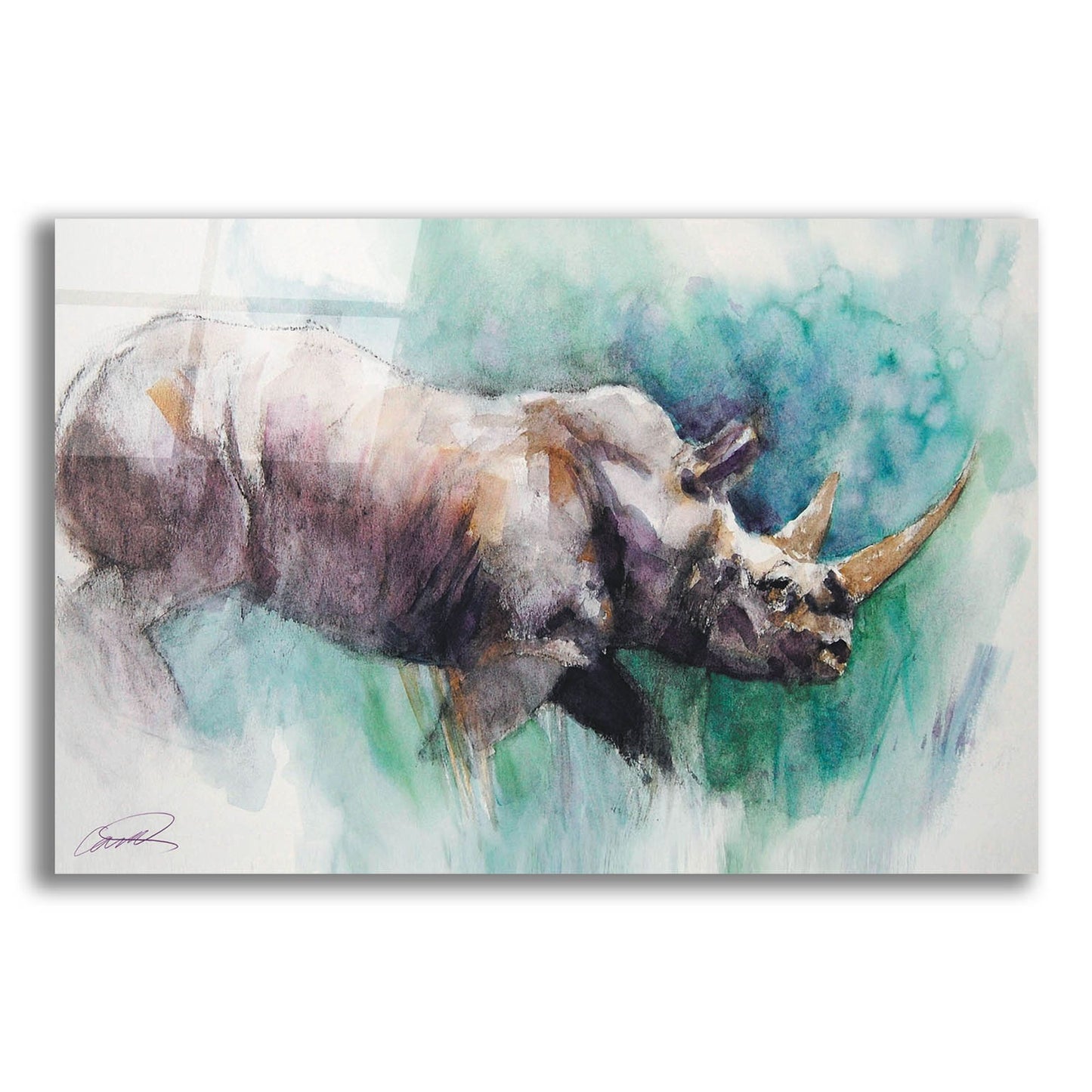 Epic Art 'Rhino Crossing' by Robert Campbell, Acrylic Glass Wall Art