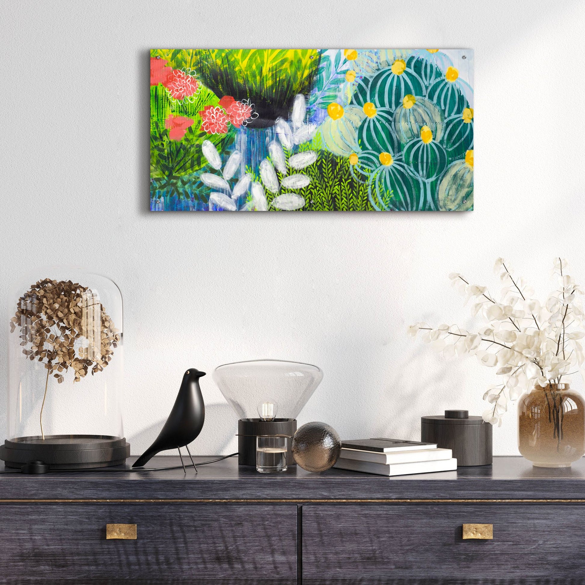 Epic Art 'Flower Covered Visions' by Shelley Hampe, Acrylic Glass Wall Art,48x24