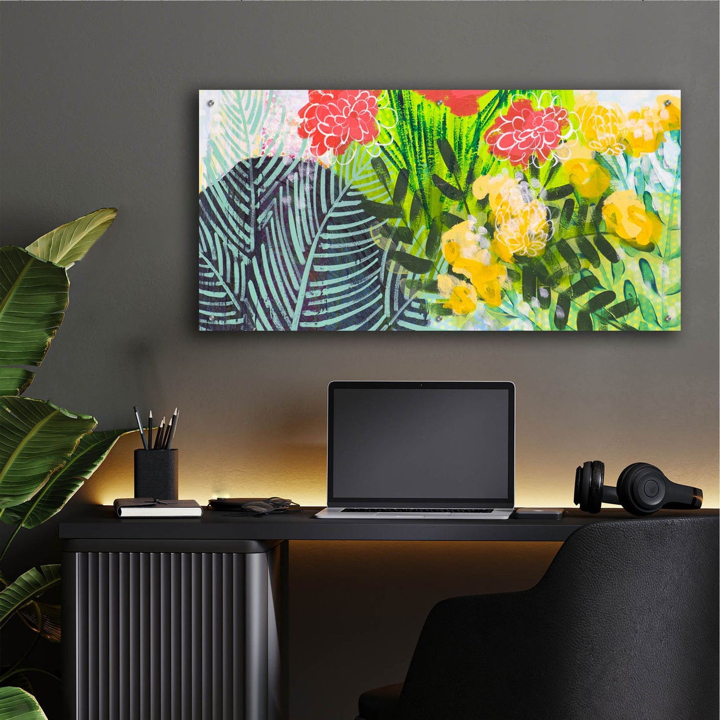 Epic Art 'Tropical Spring' by Shelley Hampe, Acrylic Glass Wall Art,48x24