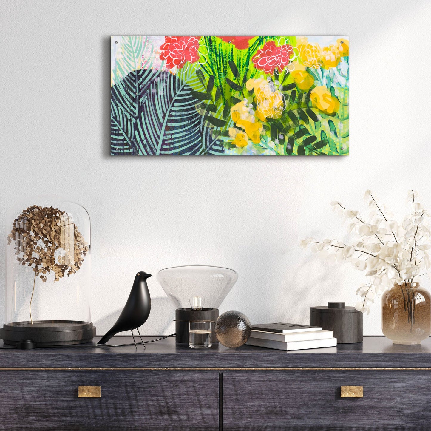 Epic Art 'Tropical Spring' by Shelley Hampe, Acrylic Glass Wall Art,48x24