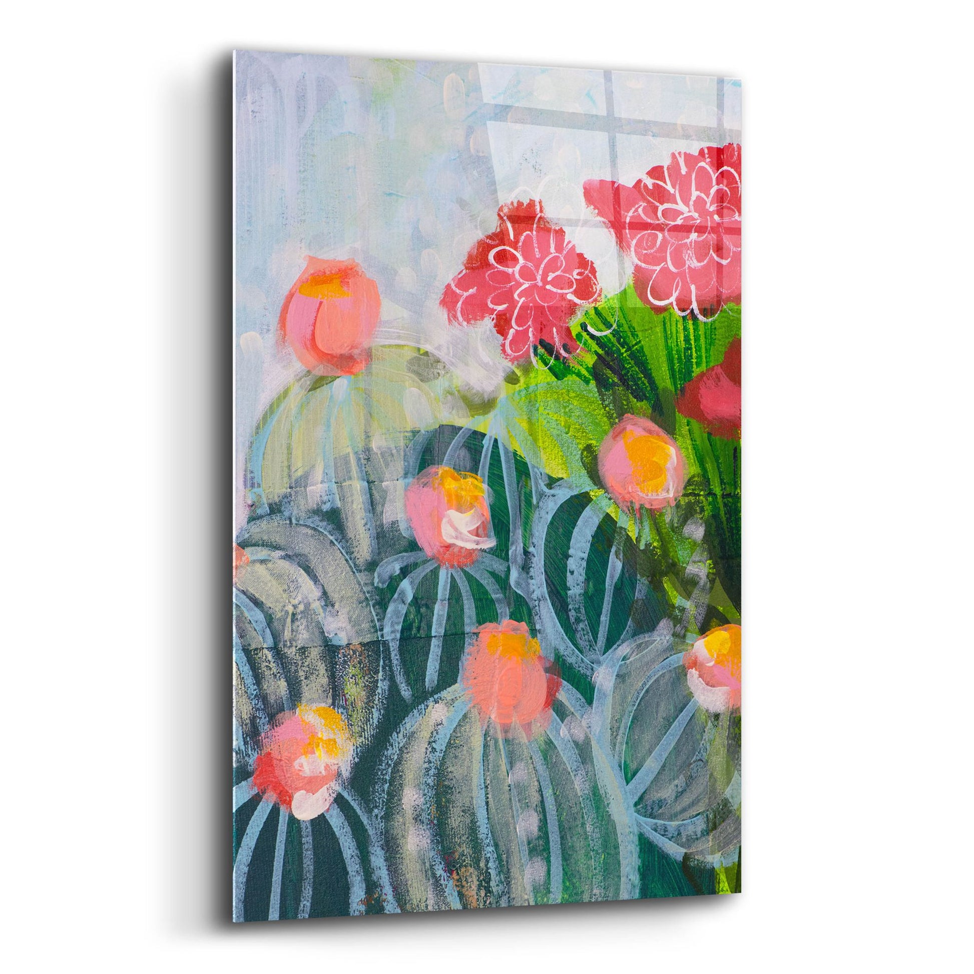 Epic Art 'Floral Cactus' by Shelley Hampe, Acrylic Glass Wall Art,12x16