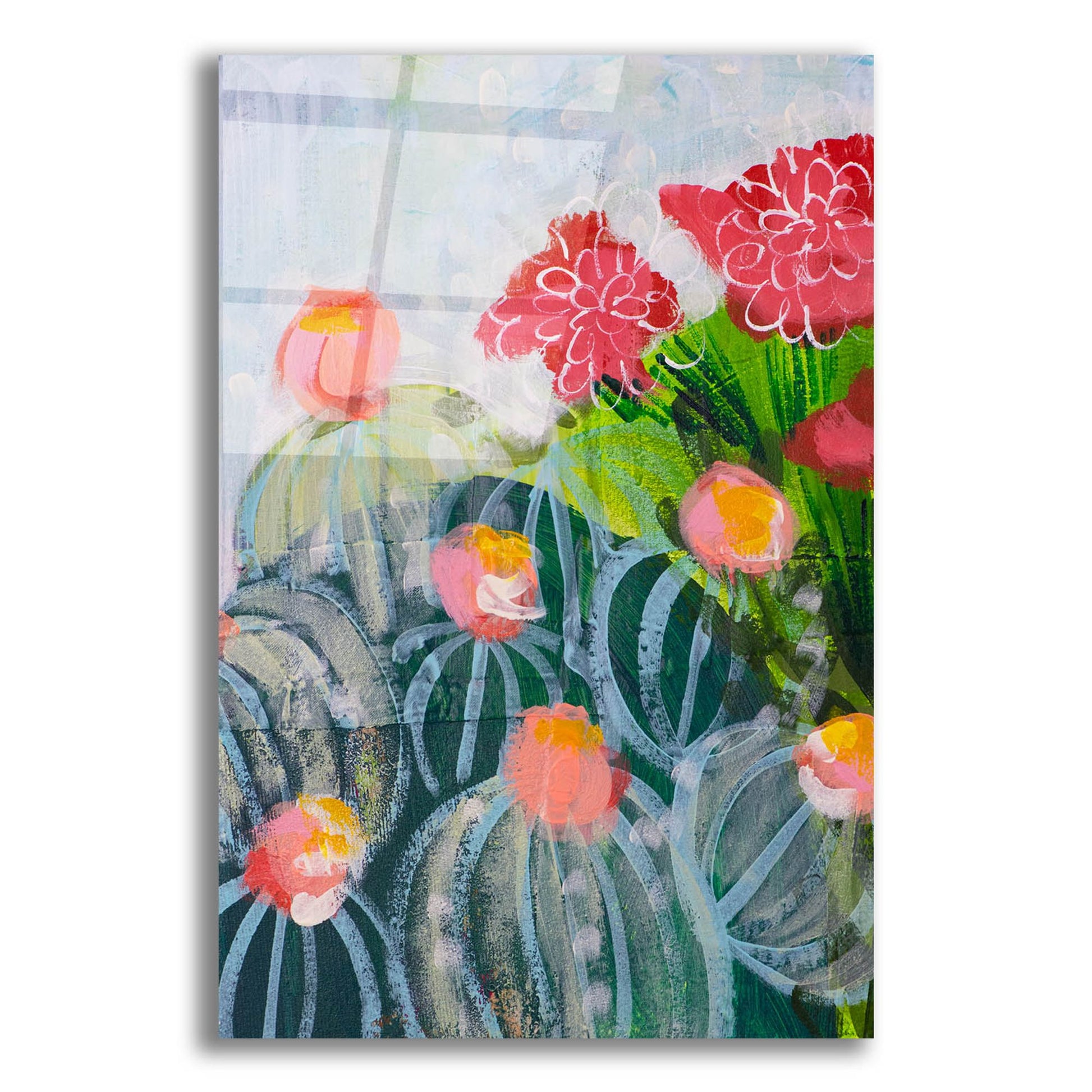 Epic Art 'Floral Cactus' by Shelley Hampe, Acrylic Glass Wall Art,12x16