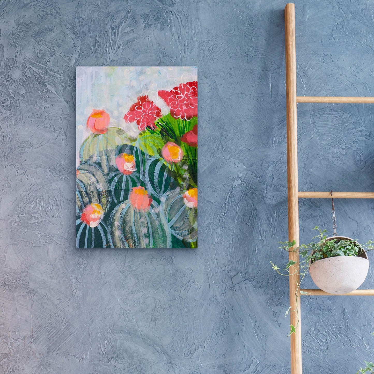 Epic Art 'Floral Cactus' by Shelley Hampe, Acrylic Glass Wall Art,16x24