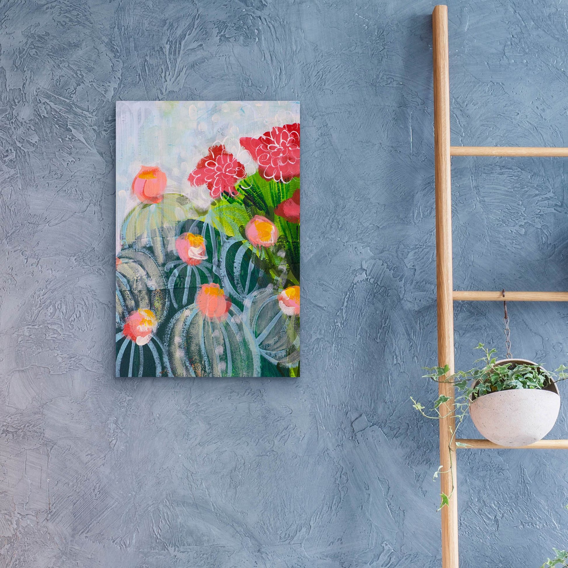 Epic Art 'Floral Cactus' by Shelley Hampe, Acrylic Glass Wall Art,16x24