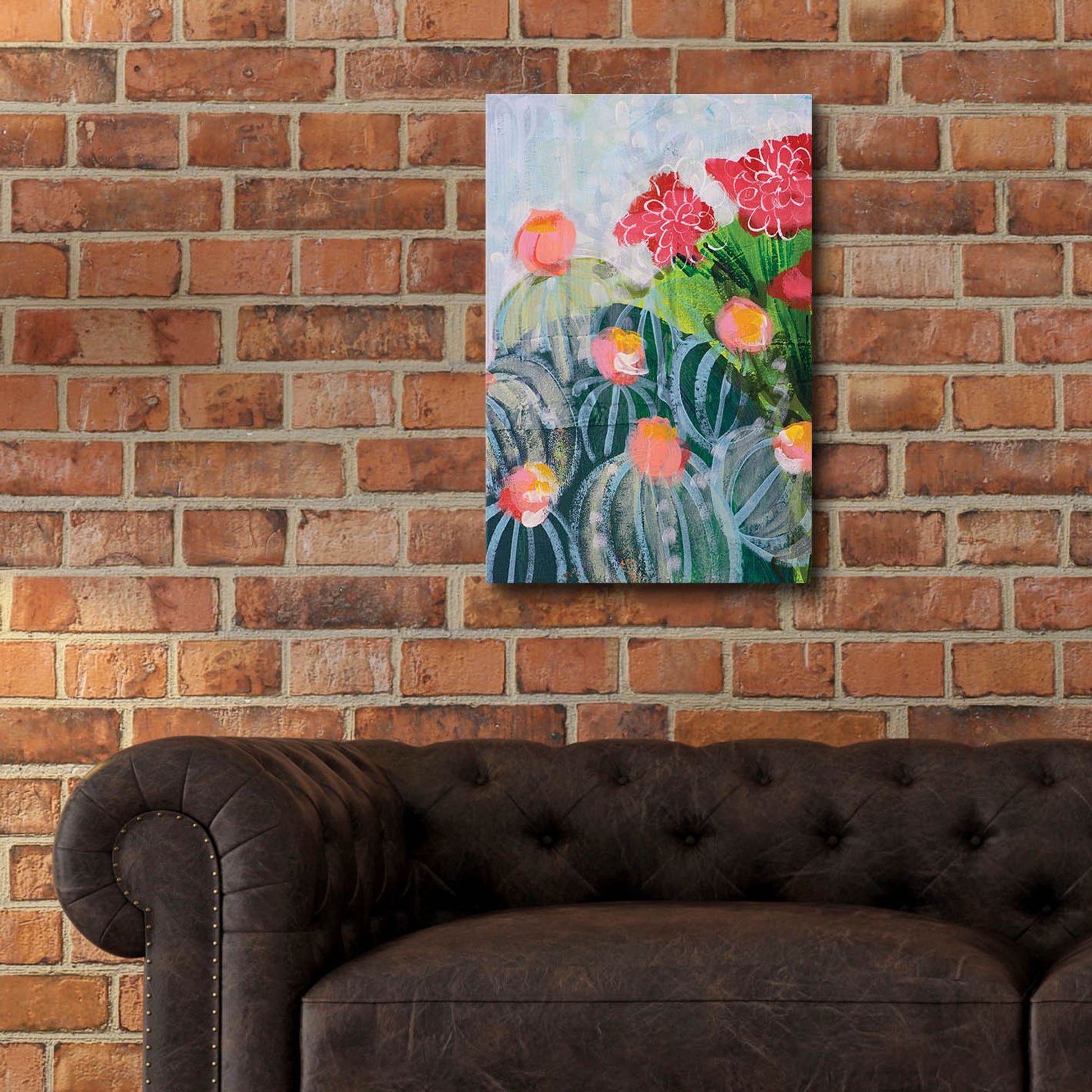 Epic Art 'Floral Cactus' by Shelley Hampe, Acrylic Glass Wall Art,16x24