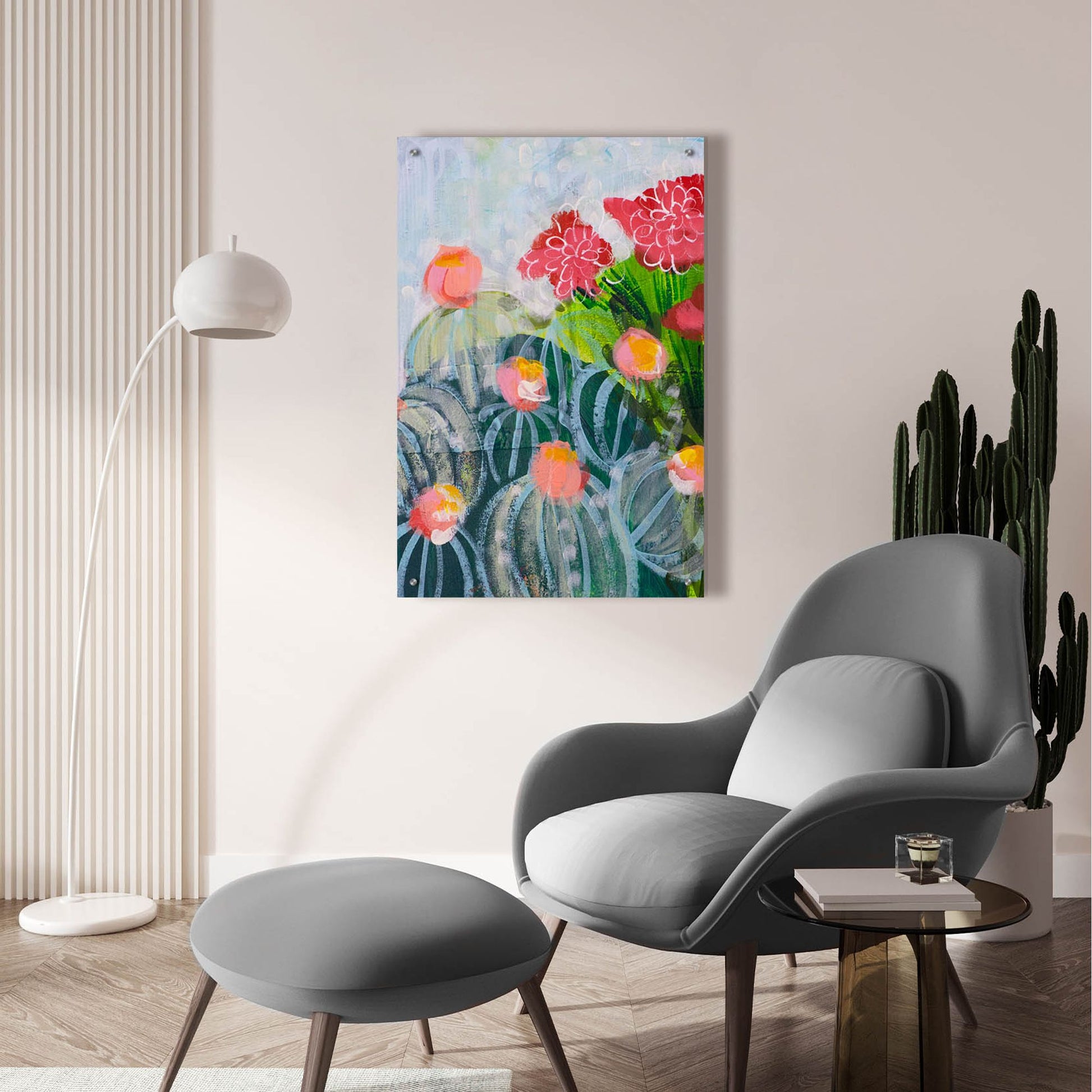 Epic Art 'Floral Cactus' by Shelley Hampe, Acrylic Glass Wall Art,24x36