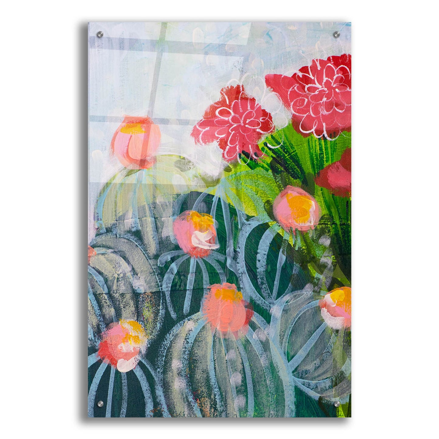 Epic Art 'Floral Cactus' by Shelley Hampe, Acrylic Glass Wall Art,24x36