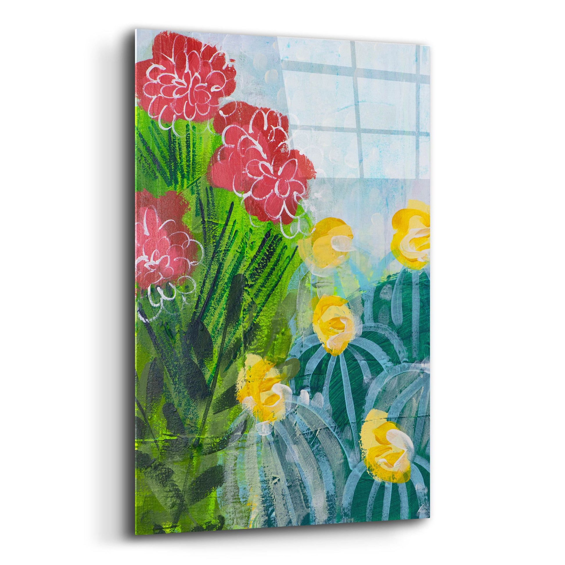 Epic Art 'Cactus Sun' by Shelley Hampe, Acrylic Glass Wall Art,12x16