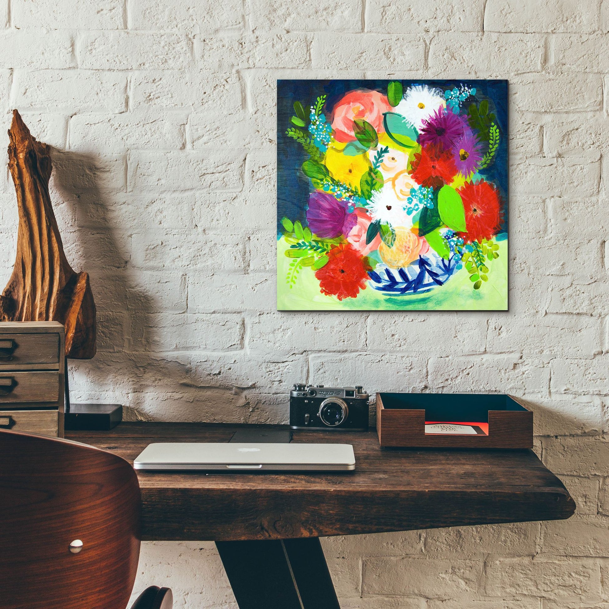 Epic Art 'Summer Bouquet With Blue And White Vase III' by Shelley Hampe, Acrylic Glass Wall Art,12x12