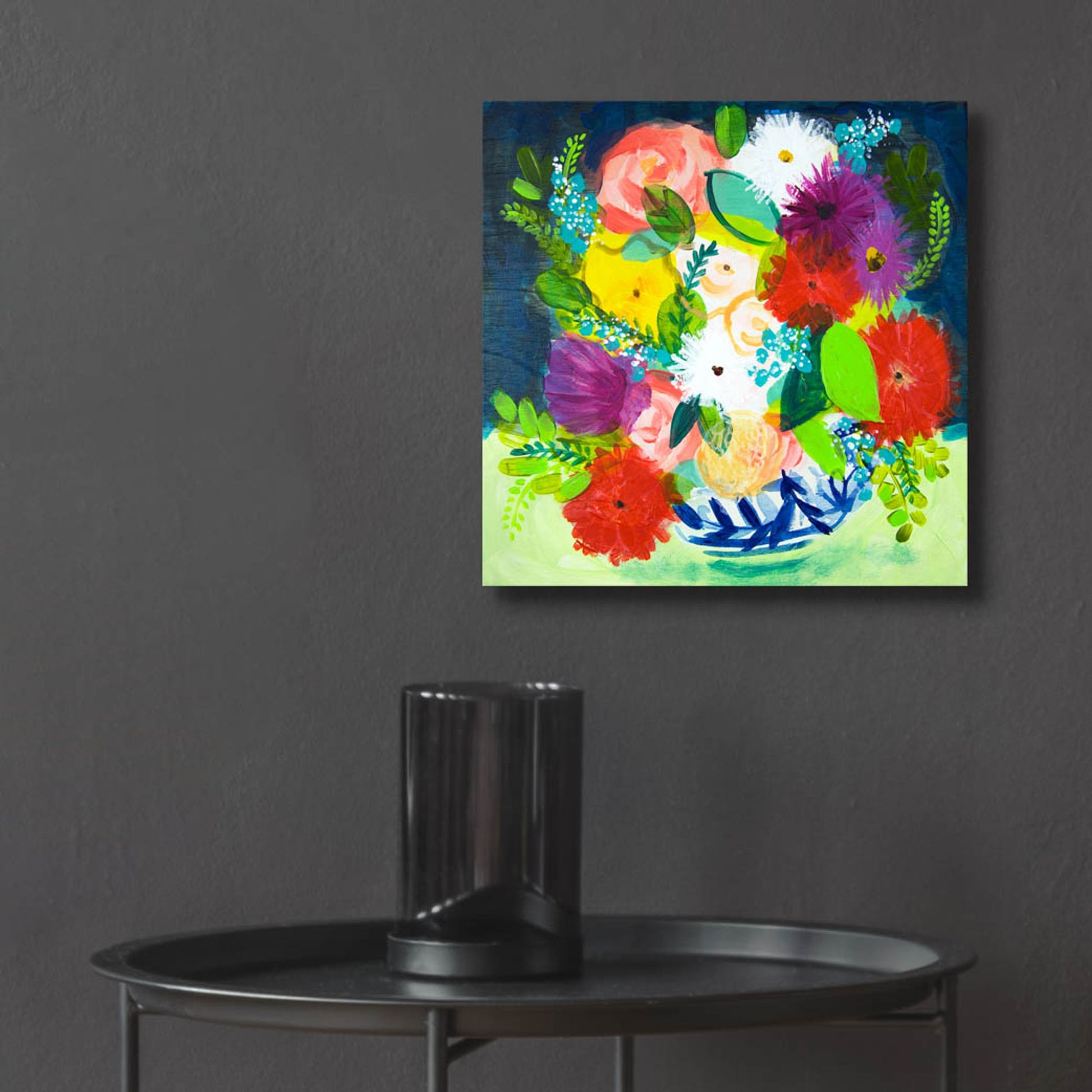 Epic Art 'Summer Bouquet With Blue And White Vase III' by Shelley Hampe, Acrylic Glass Wall Art,12x12