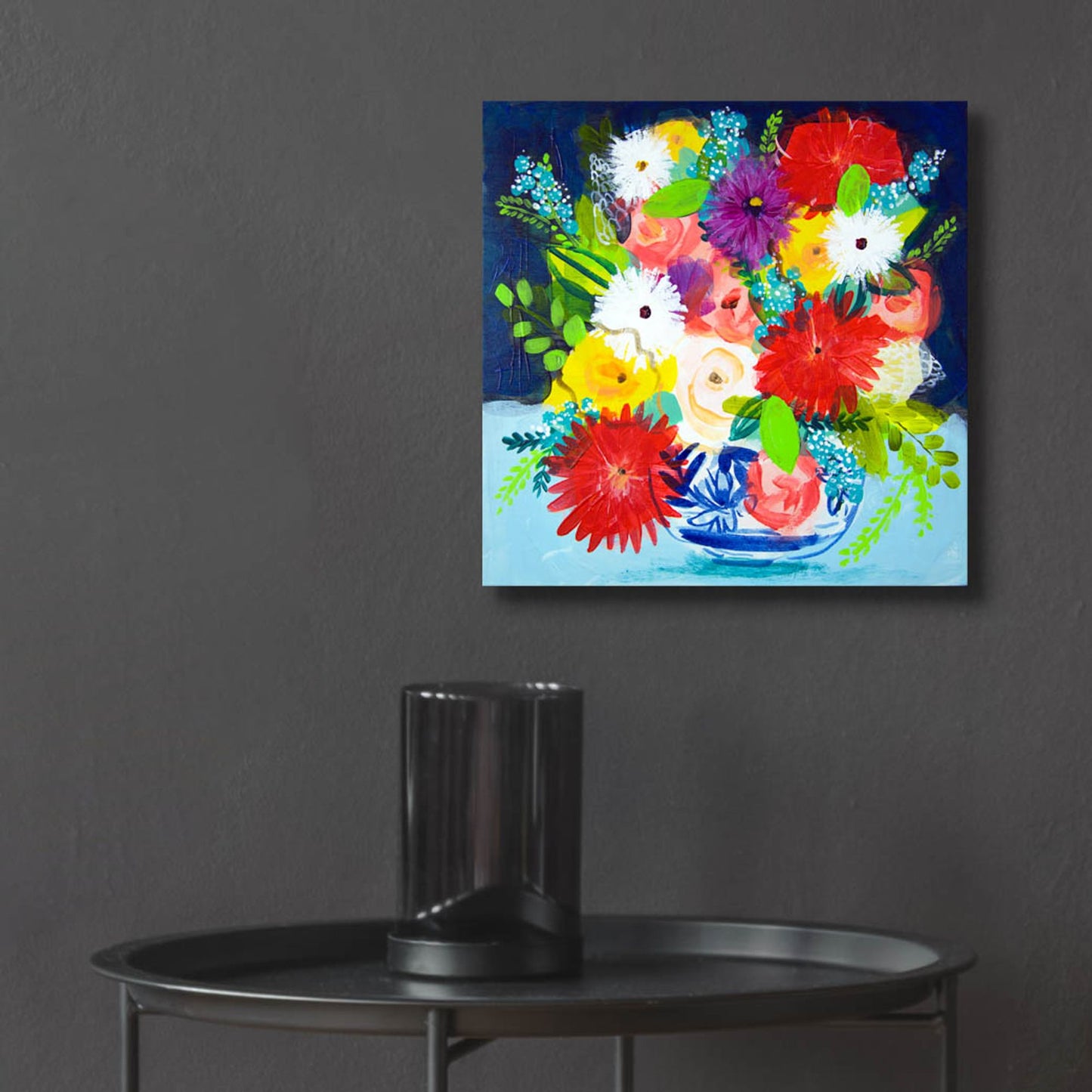 Epic Art 'Summer Bouquet With Blue And White Vase II' by Shelley Hampe, Acrylic Glass Wall Art,12x12