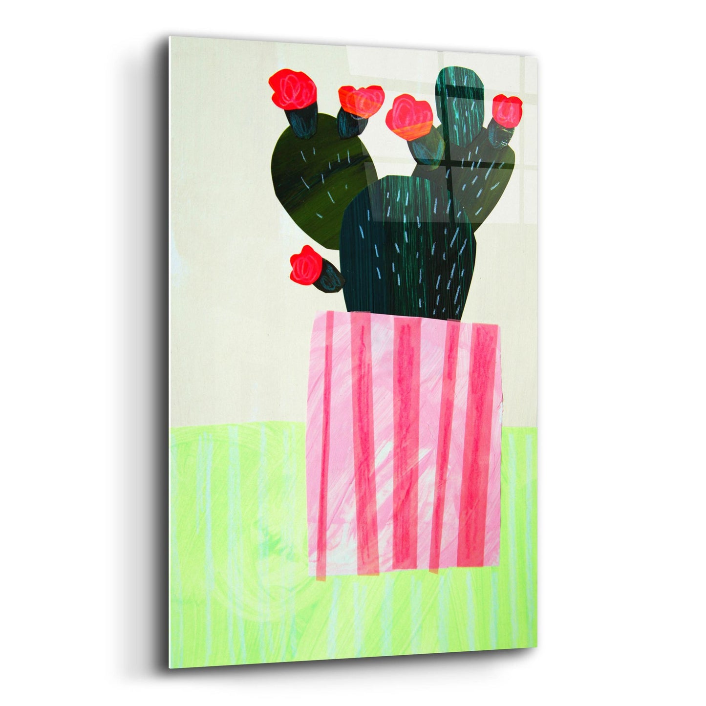 Epic Art 'Emerald Cactus I' by Shelley Hampe, Acrylic Glass Wall Art,12x16