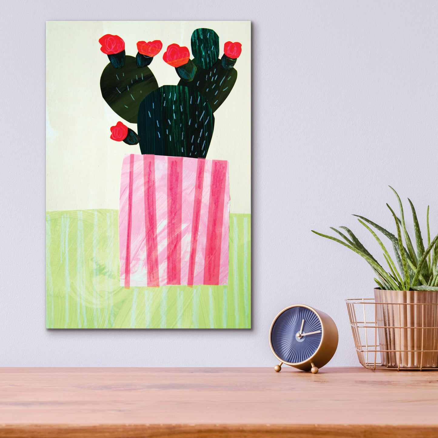 Epic Art 'Emerald Cactus I' by Shelley Hampe, Acrylic Glass Wall Art,12x16