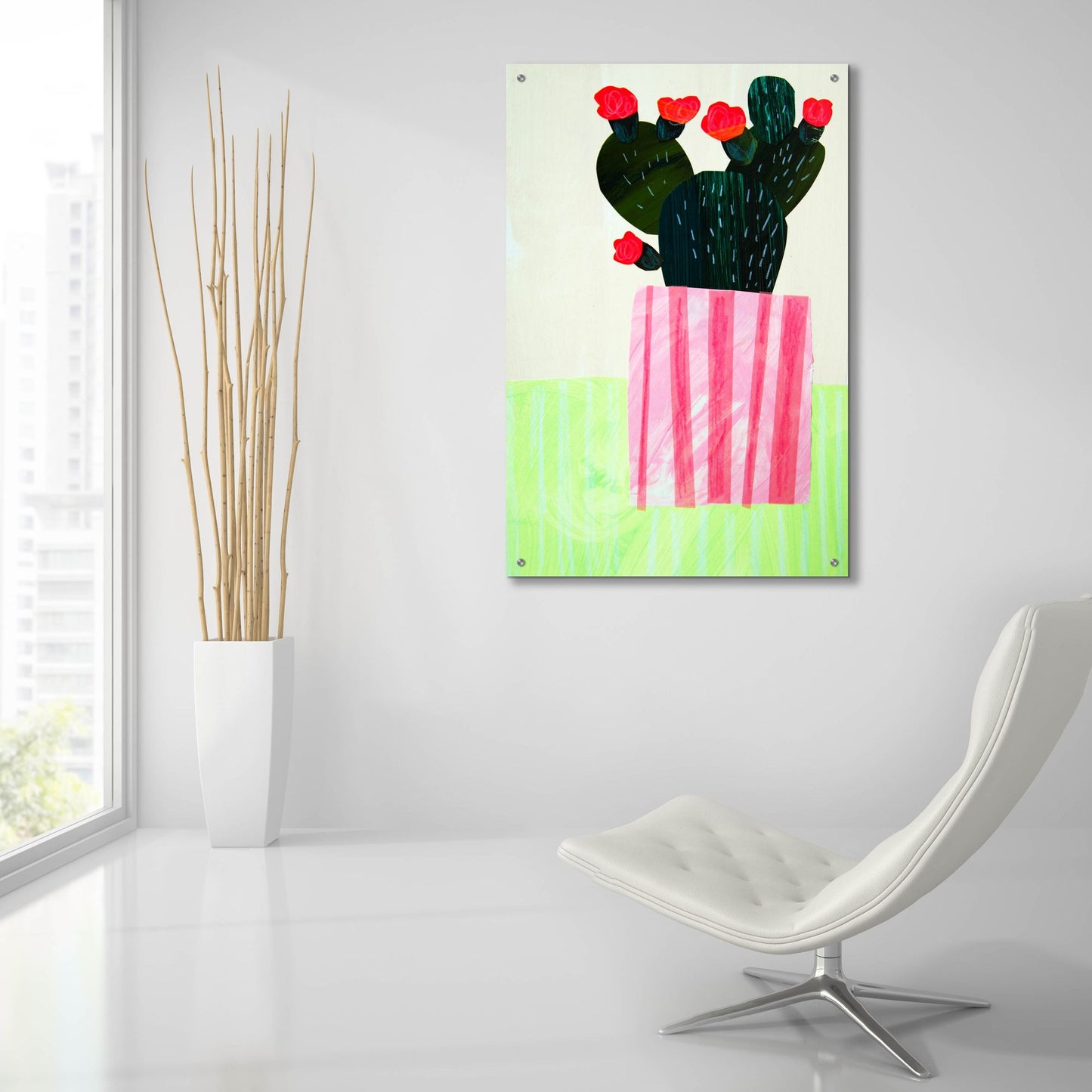 Epic Art 'Emerald Cactus I' by Shelley Hampe, Acrylic Glass Wall Art,24x36