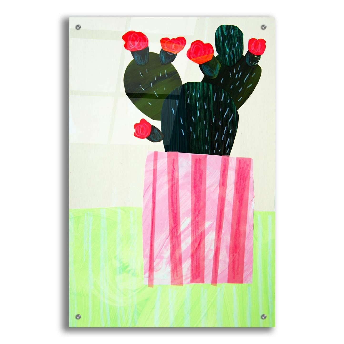 Epic Art 'Emerald Cactus I' by Shelley Hampe, Acrylic Glass Wall Art,24x36