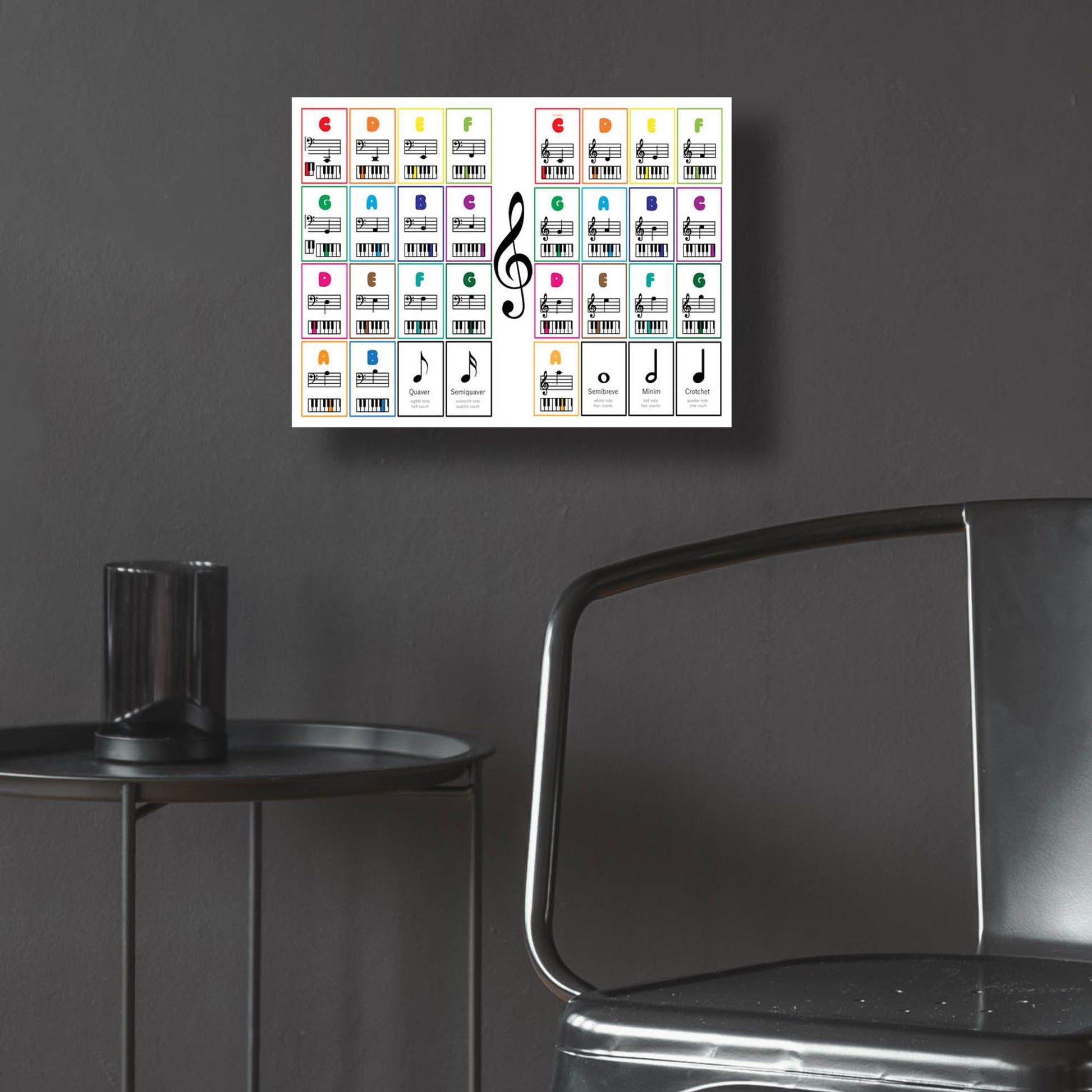 Epic Art 'Learn Piano Musical Notes Flash Cards' by Epic Portfolio, Acrylic Glass Wall Art,16x12