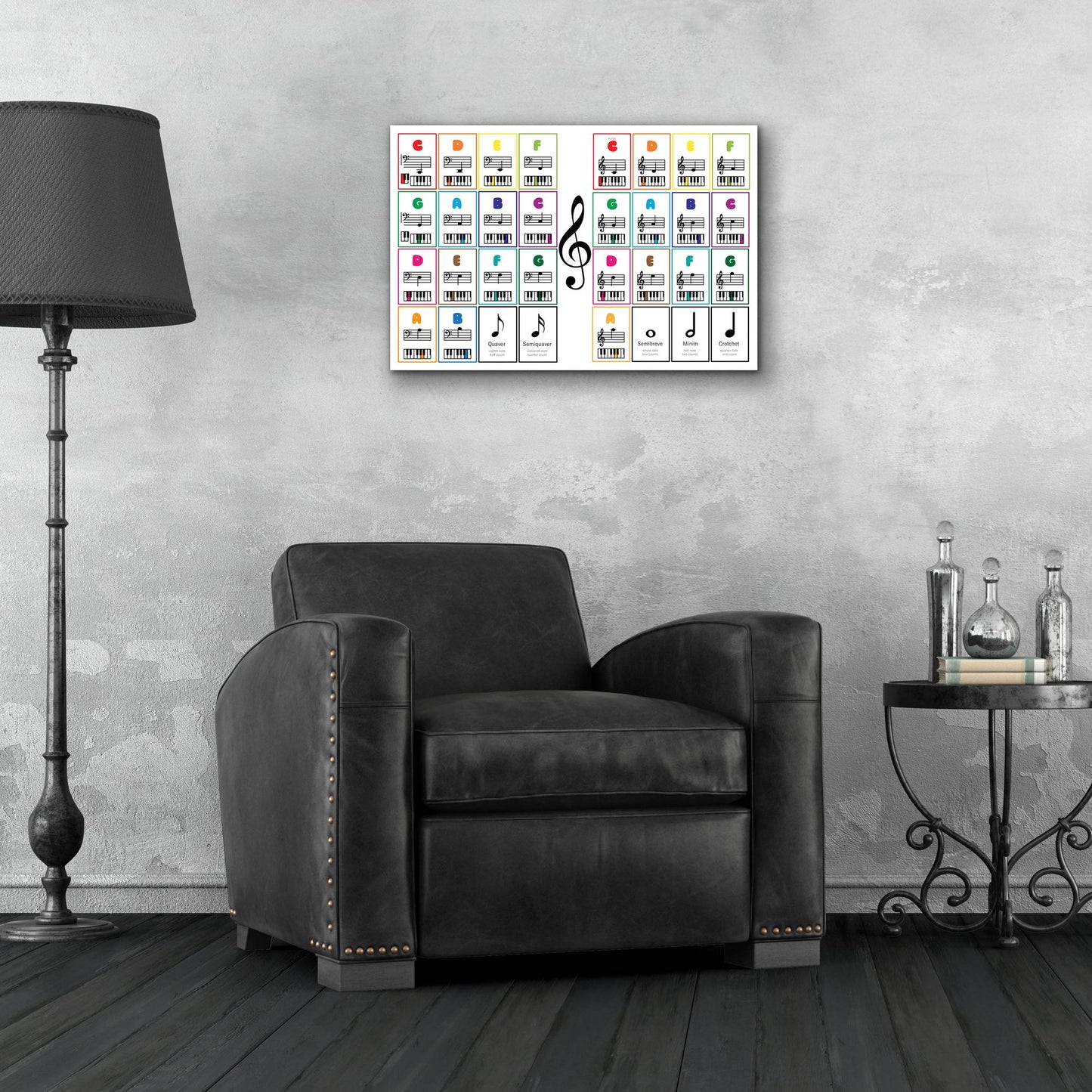 Epic Art 'Learn Piano Musical Notes Flash Cards' by Epic Portfolio, Acrylic Glass Wall Art,24x16