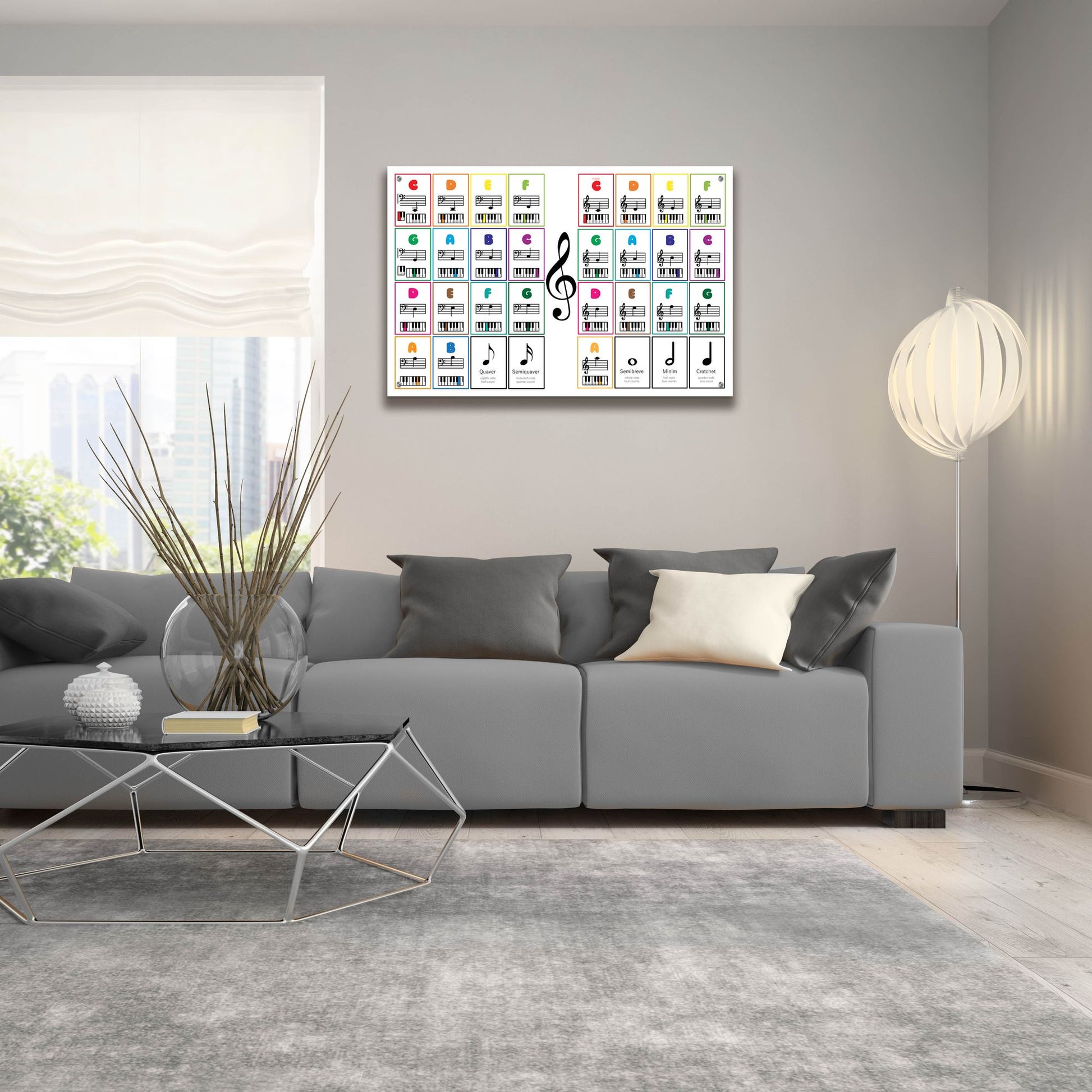 Epic Art 'Learn Piano Musical Notes Flash Cards' by Epic Portfolio, Acrylic Glass Wall Art,36x24