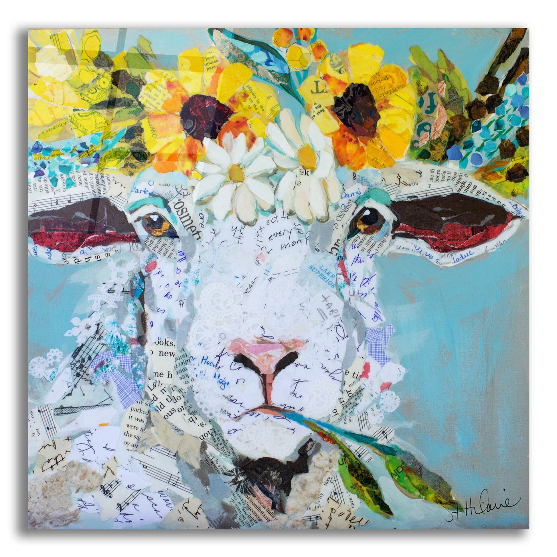 Epic Art 'Floral Sheep2' by St. Hilaire Elizabeth, Acrylic Glass Wall Art,12x12