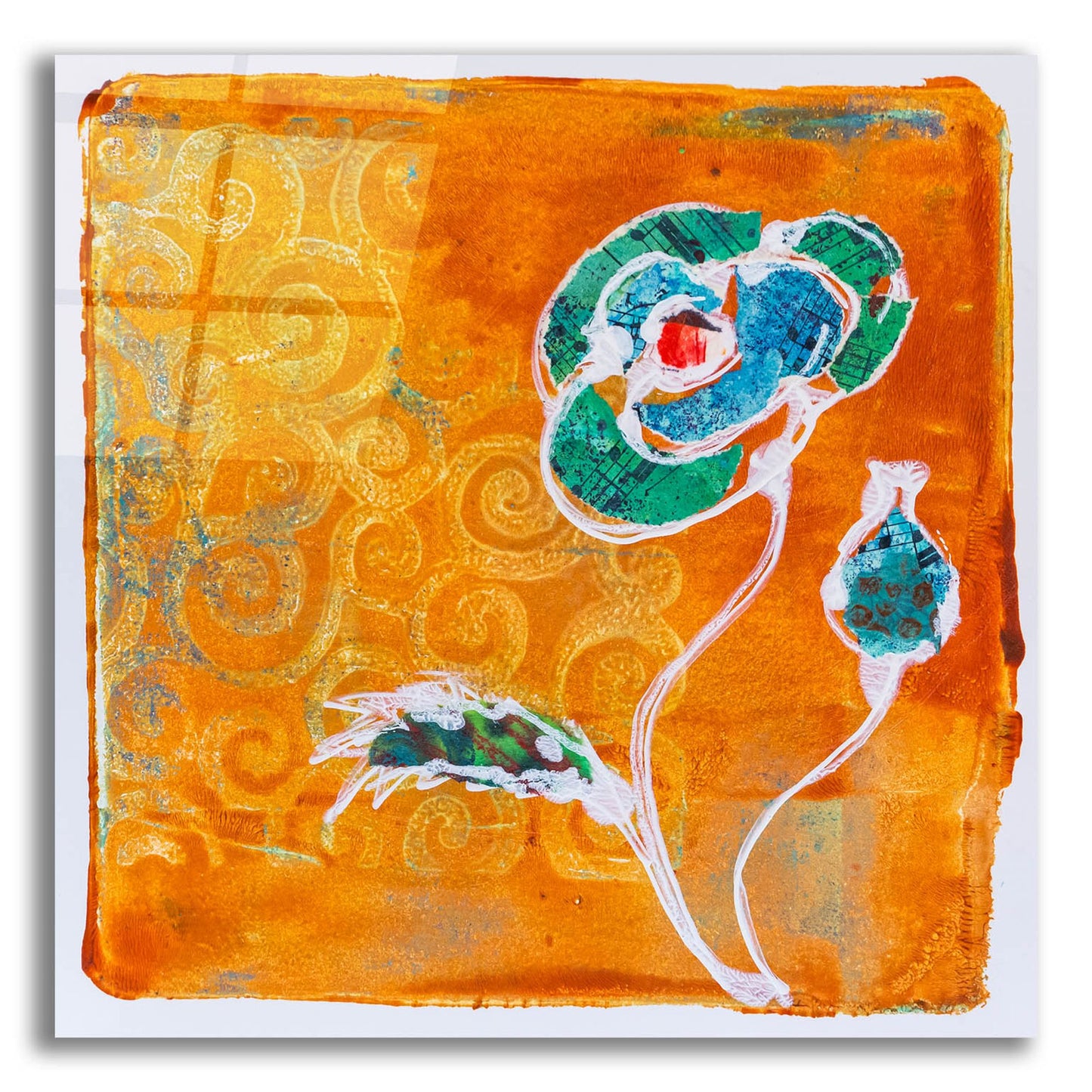 Epic Art 'Orange Blooms' by St. Hilaire Elizabeth, Acrylic Glass Wall Art,36x36