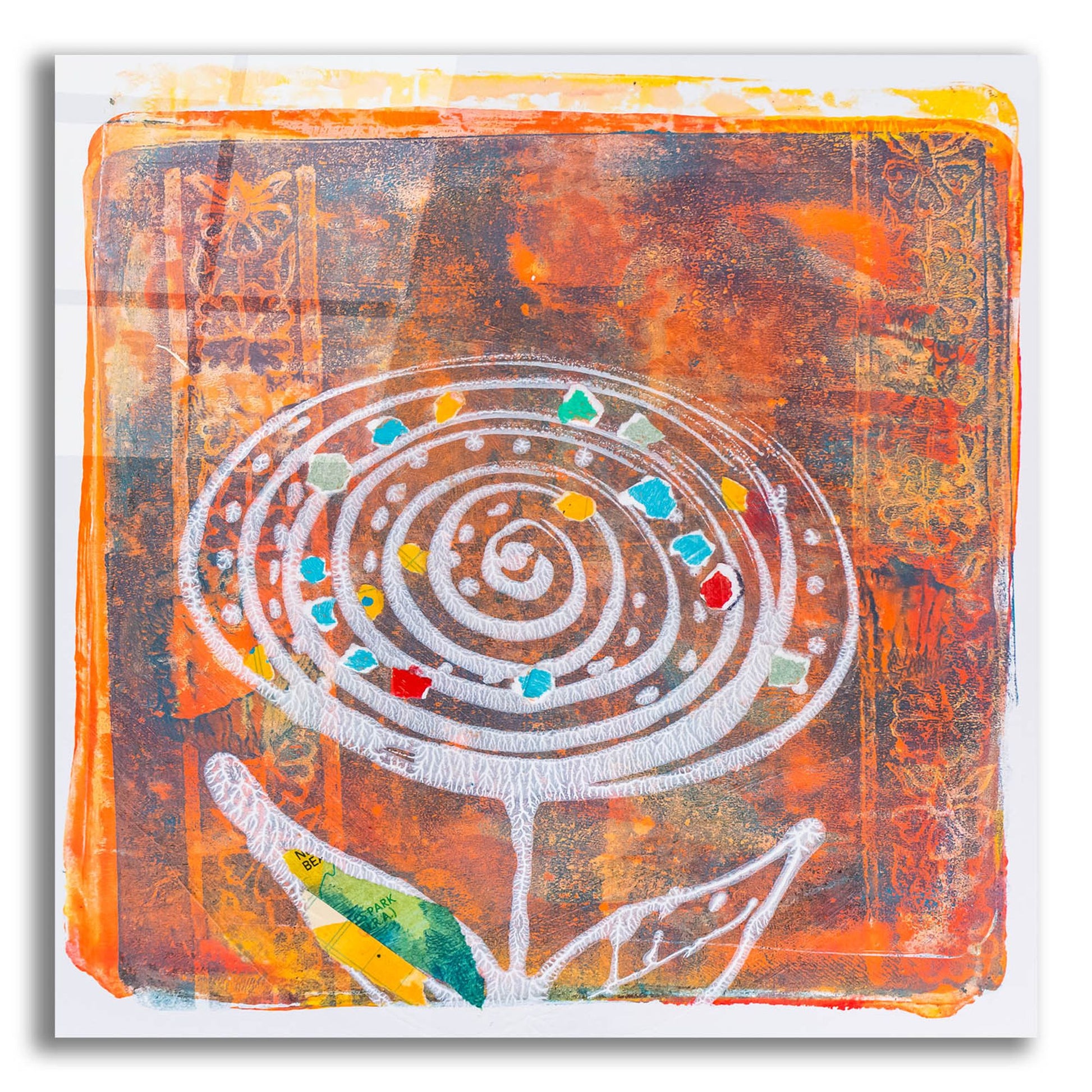 Epic Art 'Spiral Blooms Orange' by St. Hilaire Elizabeth, Acrylic Glass Wall Art,12x12