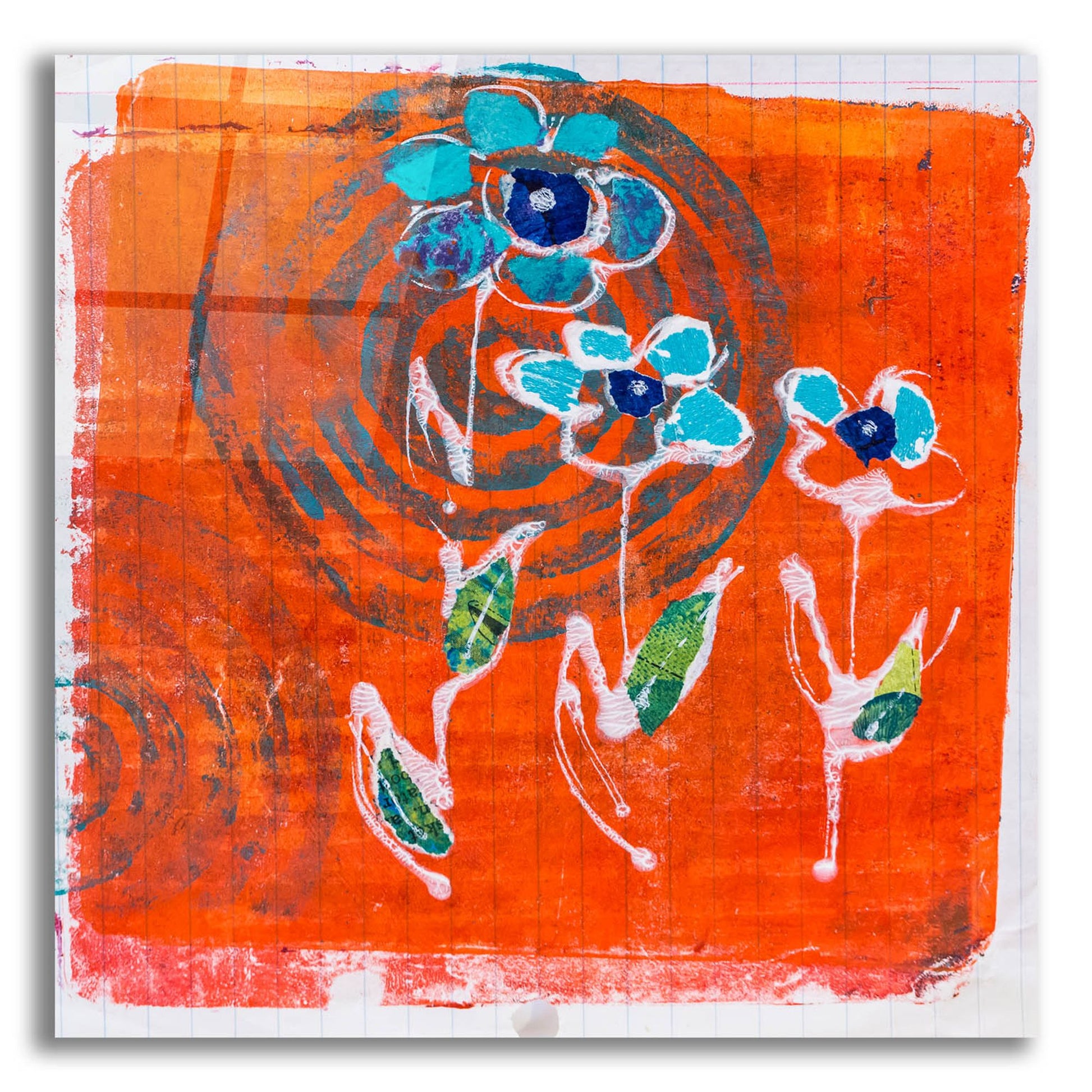 Epic Art 'Orange and Blue Blooms' by St. Hilaire Elizabeth, Acrylic Glass Wall Art