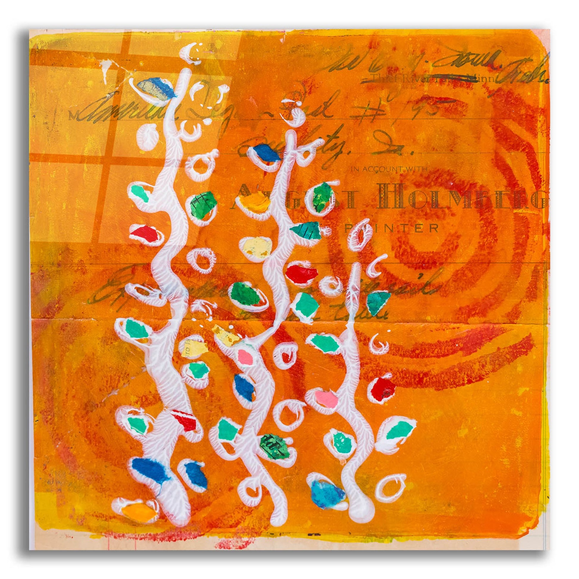 Epic Art 'Orange Spiral Blooms' by St. Hilaire Elizabeth, Acrylic Glass Wall Art