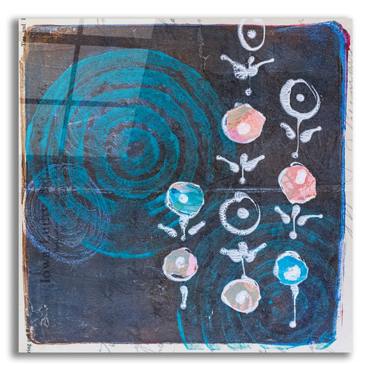 Epic Art 'Spiral Blooms Blue' by St. Hilaire Elizabeth, Acrylic Glass Wall Art