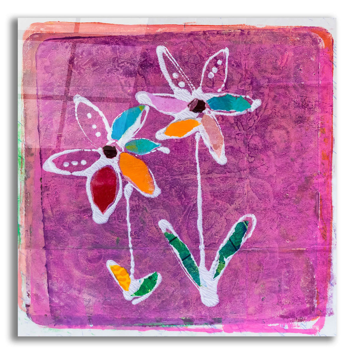Epic Art 'Bubblegum Blooms' by St. Hilaire Elizabeth, Acrylic Glass Wall Art,12x12