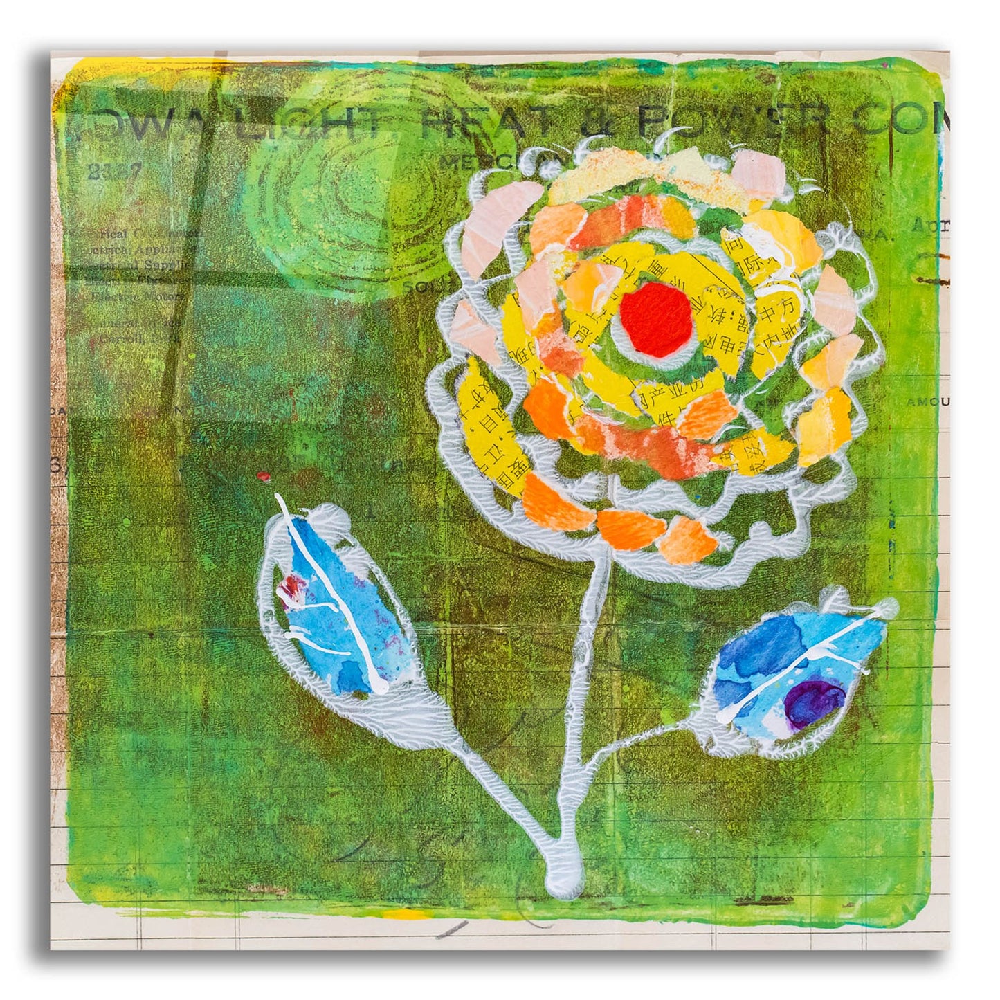 Epic Art 'Green Blooms' by St. Hilaire Elizabeth, Acrylic Glass Wall Art,12x12