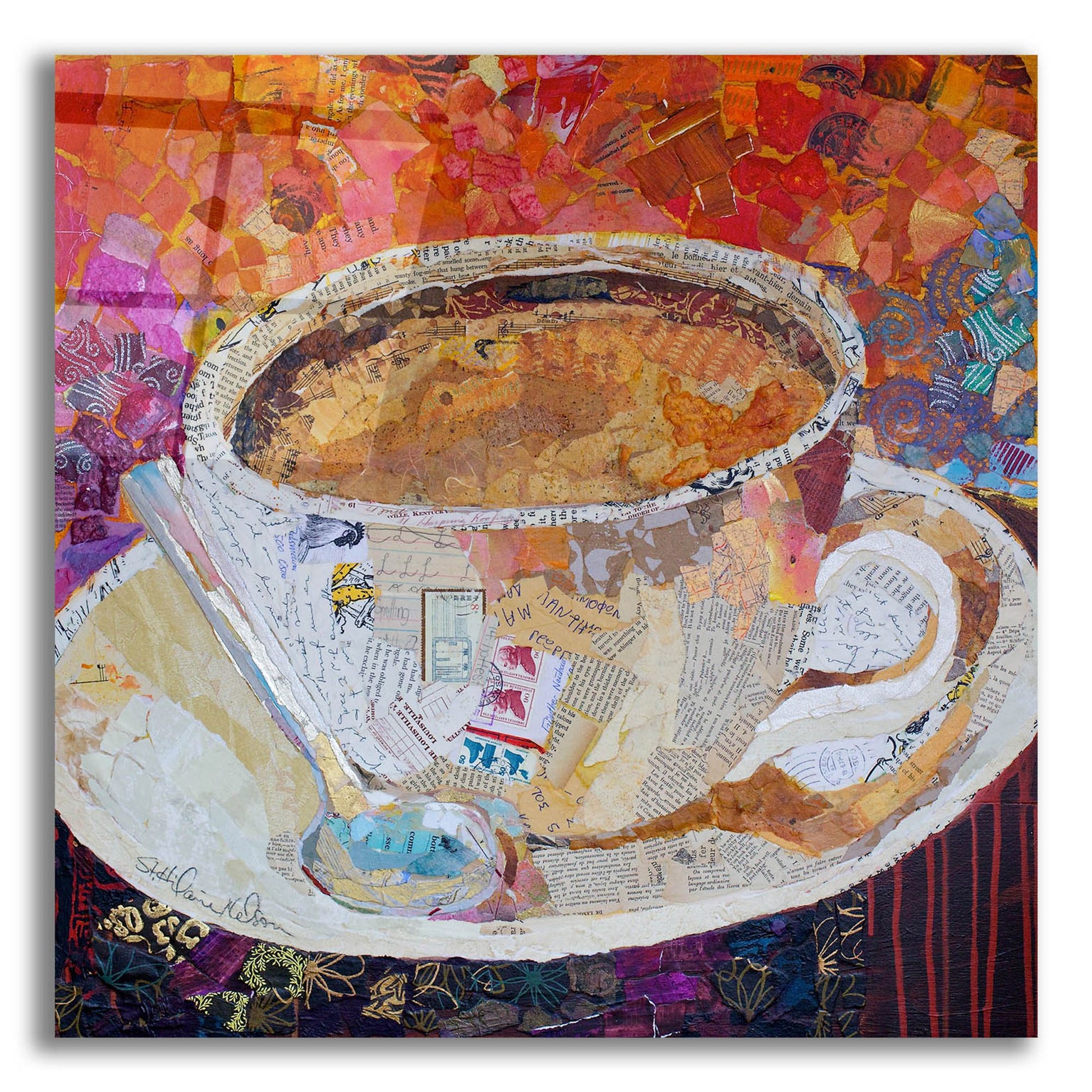 Epic Art 'Cup of Conversation' by St. Hilaire Elizabeth, Acrylic Glass Wall Art